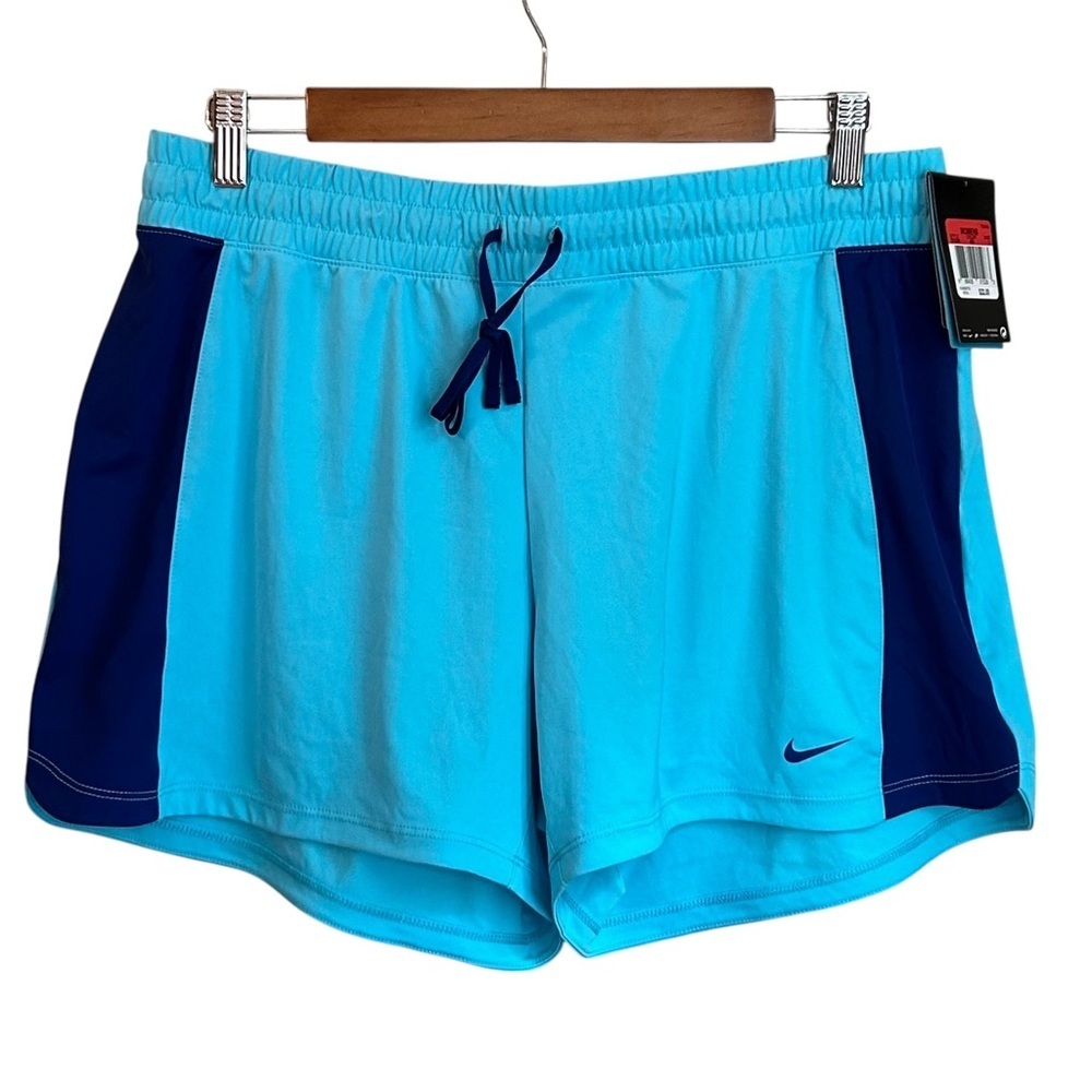 NIKE DRI FIT ACTIVE ATHLETIC TRAINING SHORTS WOMEN Large BLUE NEW